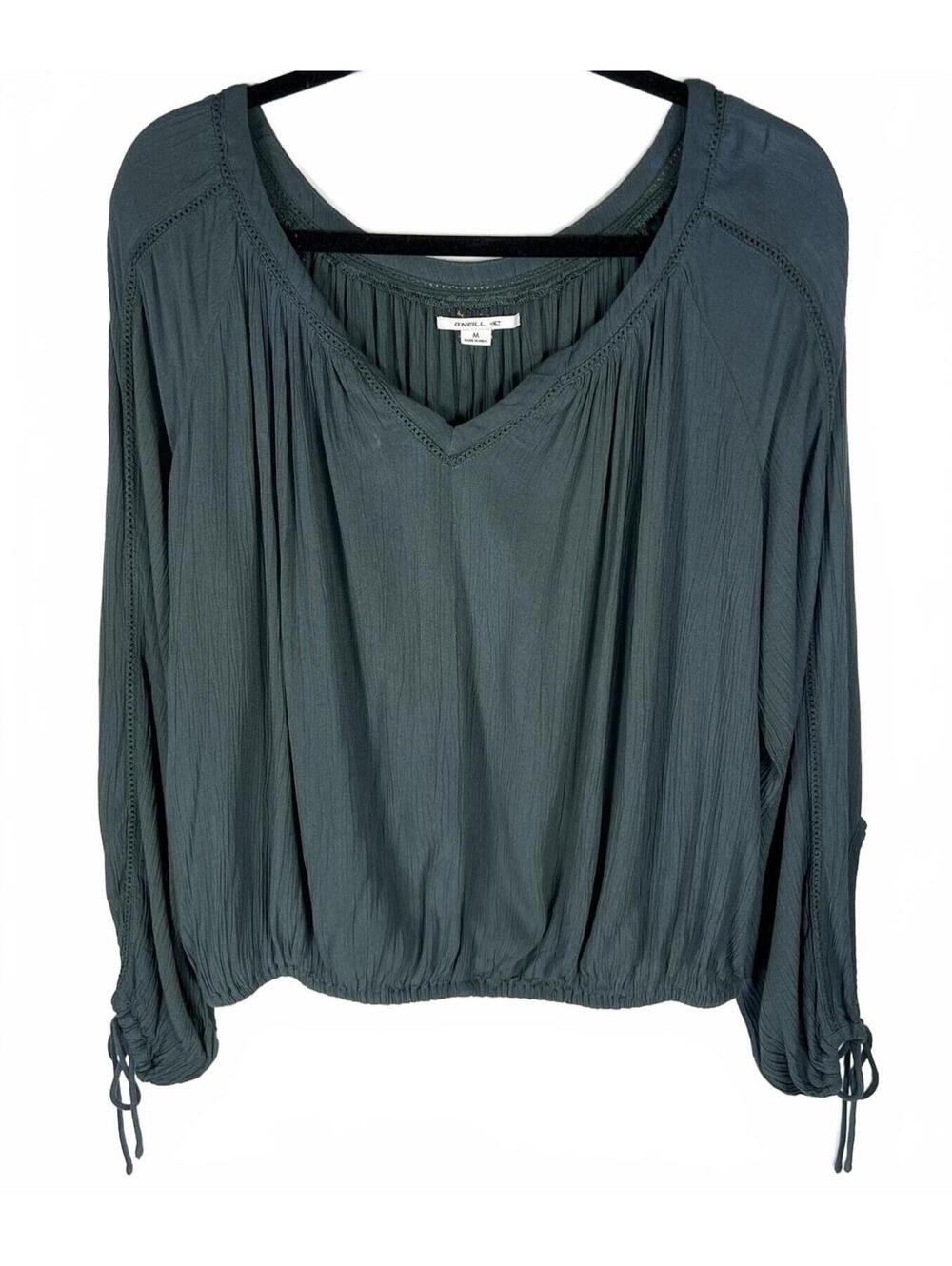 O'Neill Deep Green Peasant Top | Whimsigoth Boho Beachy Vibes | Size Medium
